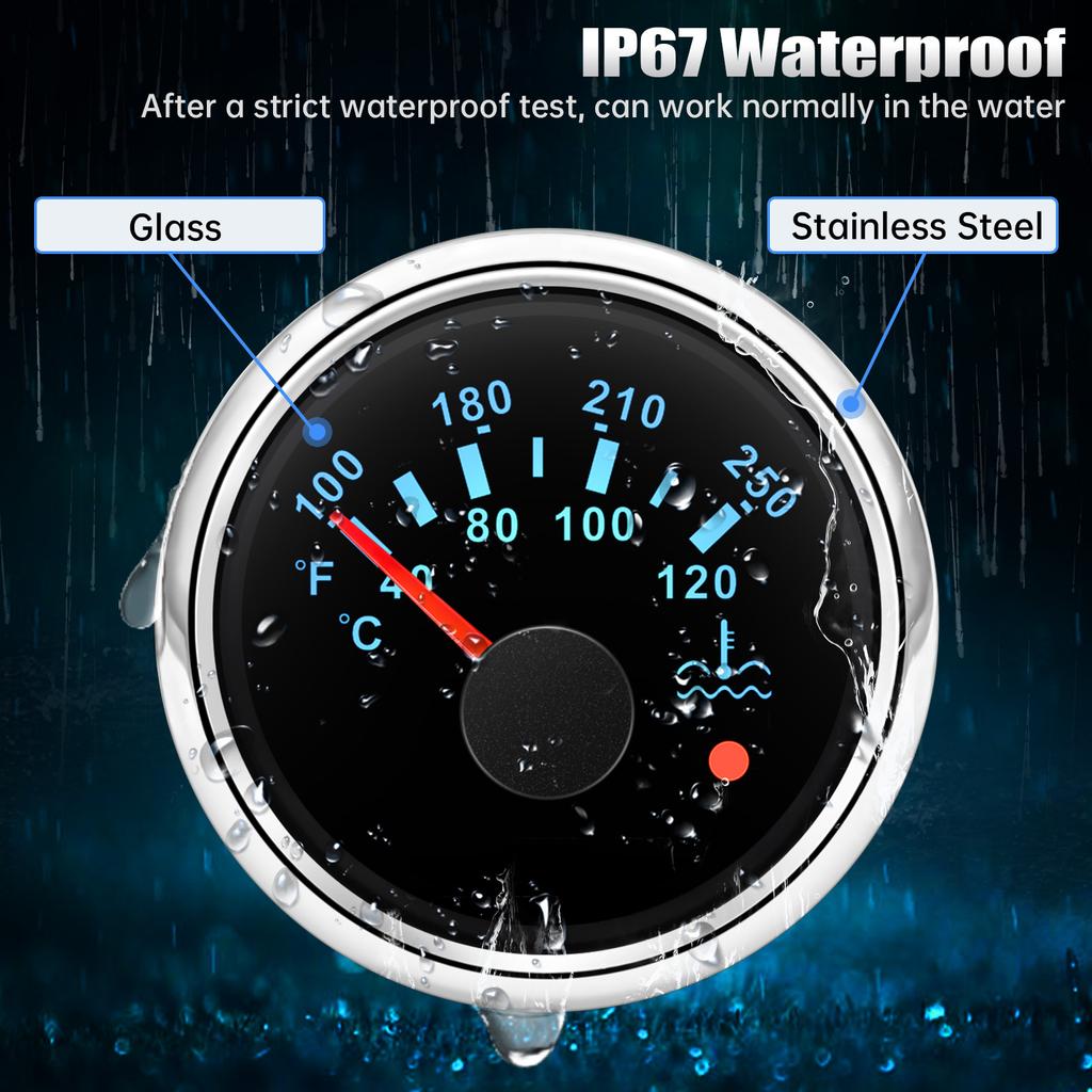 Auto 52mm Water Temperature Meter DC 12V-24V Led Digital Display Gauge Racing Water Tank Level Indicator For Car Motorcycle Boat