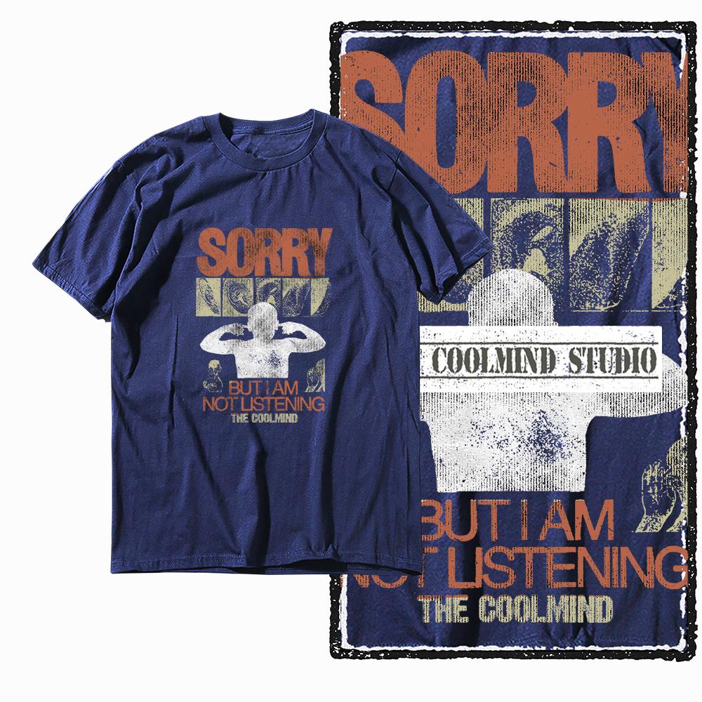 Coolmind X0068 Silent Rebellion Deaf To You Graphic Tee Cotton Exclusive Men Tshirt Streetwear T Shirt for Men Tee Shirt