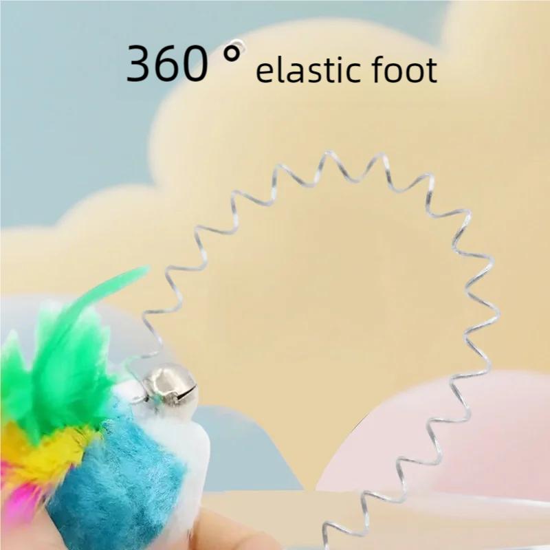 Spring Cat Toy Interactive Suction Cup with Spring Mouse Feather Pet Toy Random Color Cat Accessories