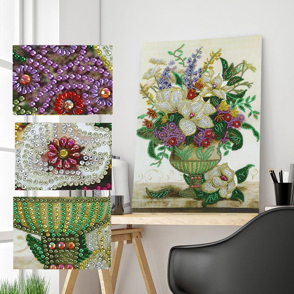Ny spesiell form diamantmaleri Blomst Scenisk mønster DIY 5D Del Drill Kryssstingsett Krystallkunst Rhinestone Broderi