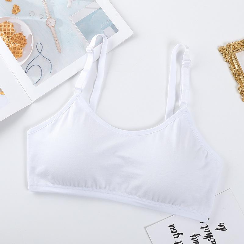 Costume Intero da Ragazza in Cotone con Fascia sul Petto, Senza Ferretto – Coppe Fisse, Anti-sporgenza per Studentesse delle Scuole Medie e Superiori.