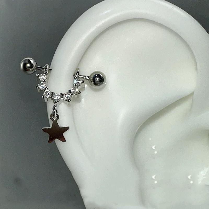 

Personality Design Zircon Star Piercing Stud Earrings for Women Punk Style Fashion Hip Hop Rock Earring Jewelry Accessory Gift