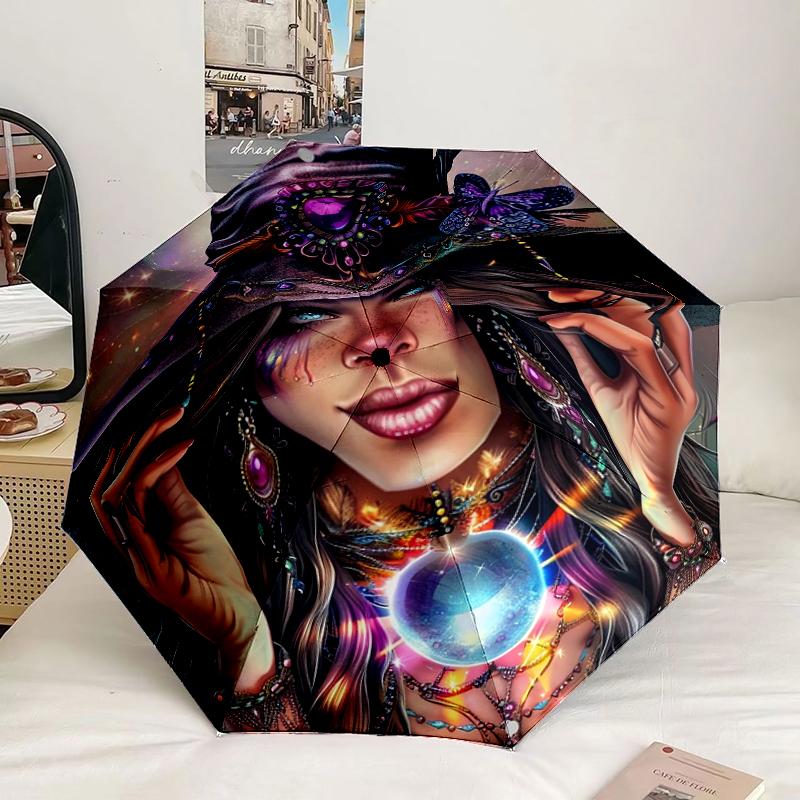 Magical Fantasy Witch Umbrella 8-Frame for Travel, camping, Casual Lightweight Portable Umbrella, Essential for every family Holidays Gift