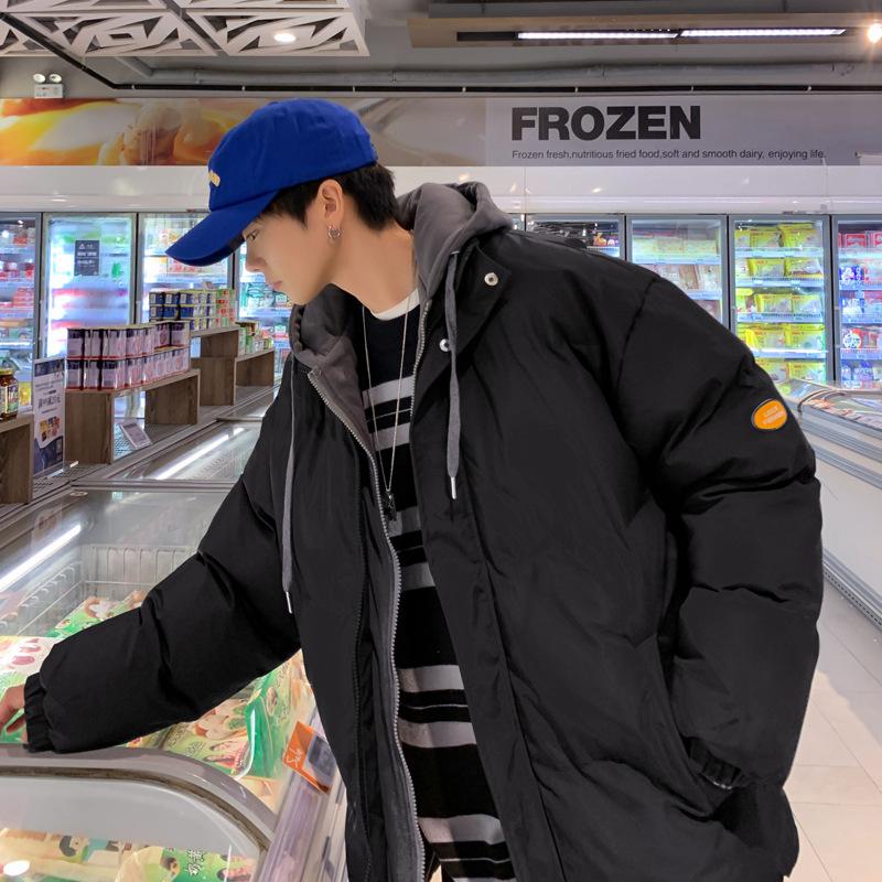 

Хлопковое пальто куртка зимняя новая хлопковая куртка зимняя модная брендовая свободная теплая искусственная двухкомпонентная хлопковая куртка с капюшоном для мужчин 2XL