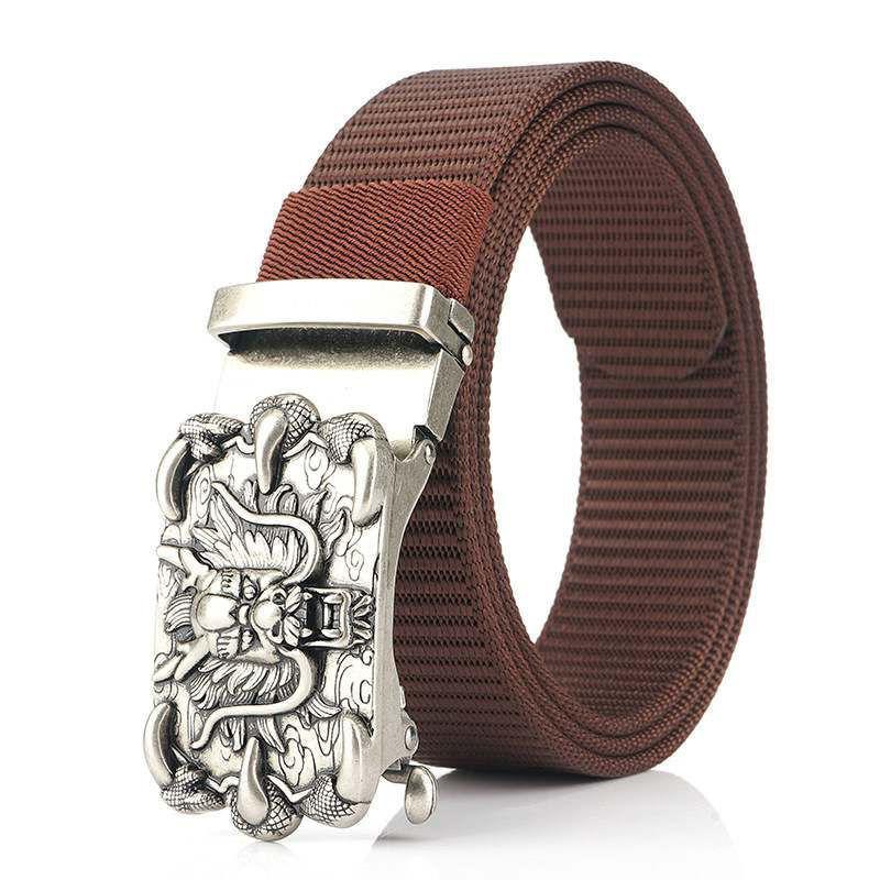 Men'S Nylon Belt Business Automatic Buckle Belt Casual Canvas Toothless Buckle Belt Strength Delivery