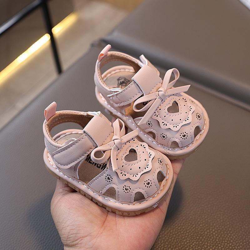 Summer Baby Girl Squeaky Sandals - Soft Sole, Non-Slip, Closed Toe Walker Princess Shoes
