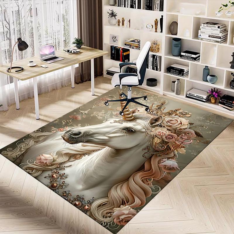 1PC Unicorn Flowers Extra Large Non Slip Floor carpet, Office, family, bedroom Large Area Rug Indoor Rugs, Vibrant Colors