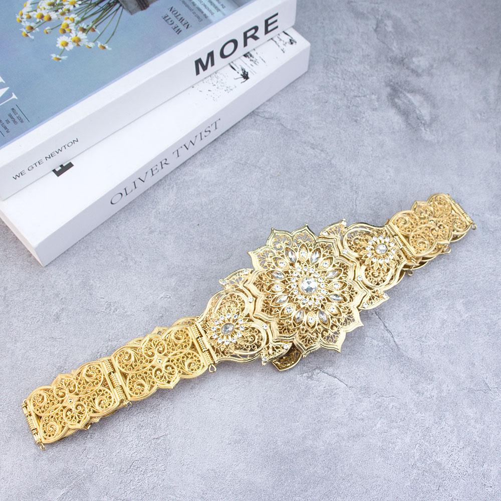 Poyasa Fashion Caucasus Women Dress Belt Metal Waist Chain Adjustable Length Arabic Bridal Wedding Jewelry Waistband