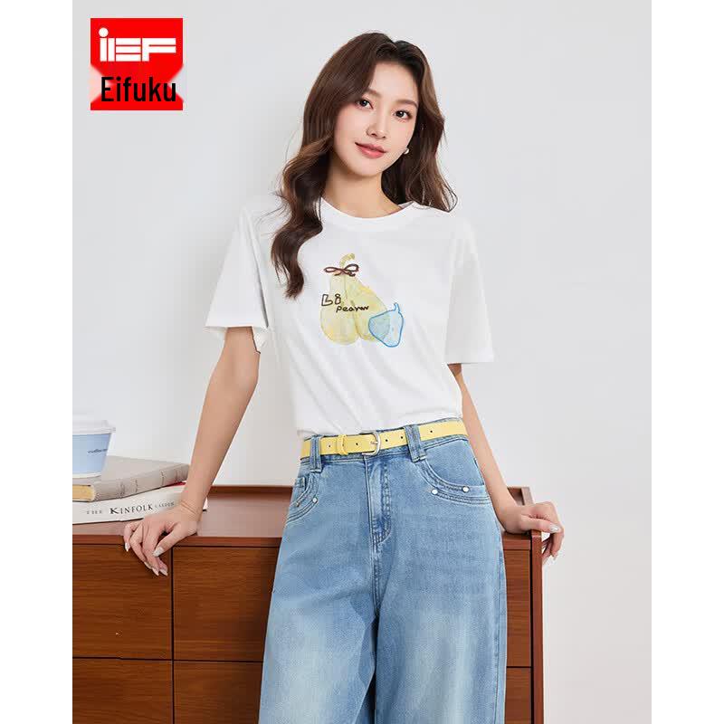 IEF 2026 Summer Korean Style Printed T-Shirt S