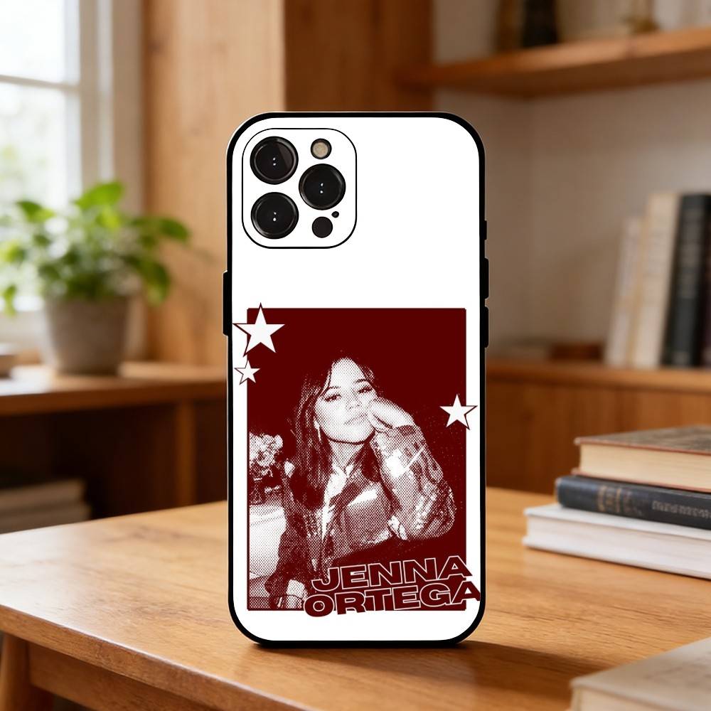 Schöne J-Jenna Ortega Schauspielerin Handyhülle Für iPhone17 16 15 14 13 12 11 Pro Max Plus,5G Weiche Schwarze Hülle