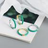 Turquoise 925 Silver Ear Needle Green Zircon vintage emerald Heart/Flower Pendant Hoop Earrings Fashion party Jewelry