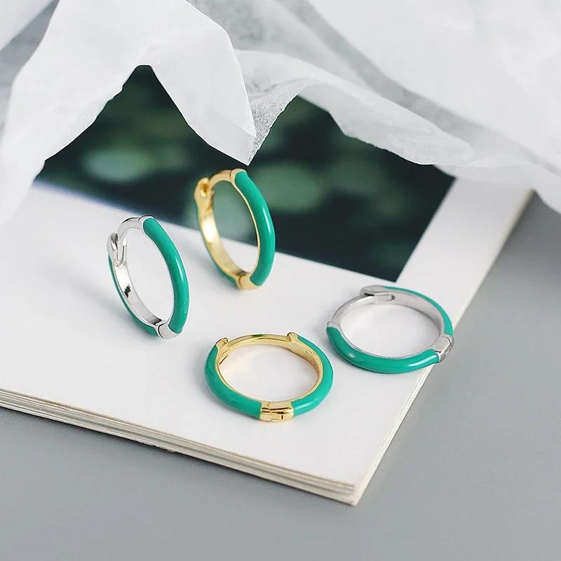 Turquoise 925 Silver Ear Needle Green Zircon vintage emerald Heart/Flower Pendant Hoop Earrings Fashion party Jewelry