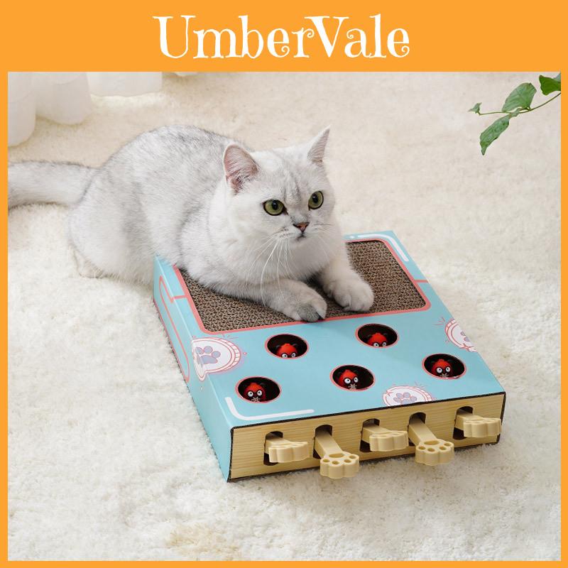 Whackamouse Cat Toy With Wooden And Corrugated Paper Material Multifunction Cat Teaser For Indoor Play