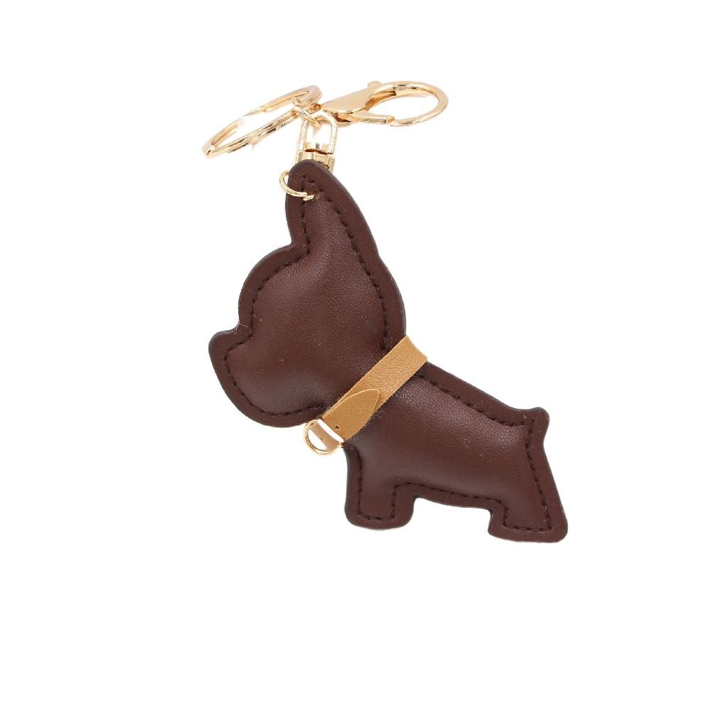 PU Leather Bulldog Keychain Cute Puppy Bulldog Bag Pendant Cute PU Leather Dog Hanger Men