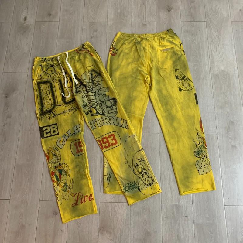 Unisex Oversized Streetwear Joggers With Rhinestone Embroidery Letter Print Cotton Loose Fit Casual Pants