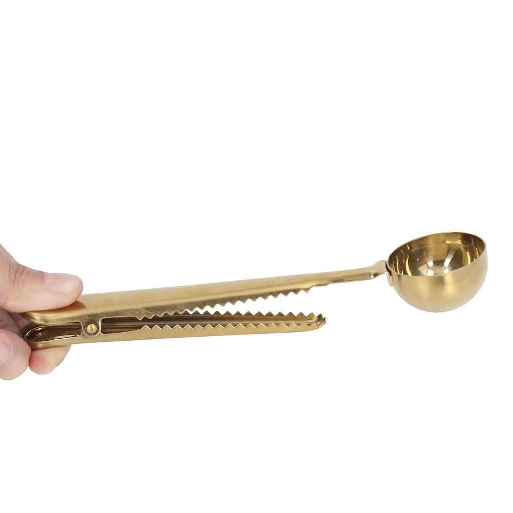 Coffee Spoon Sealing Clip 2 in 1 Stainless Steel Tight Sealing Deepen Design Convenient Practical Coffee Drinking Tools