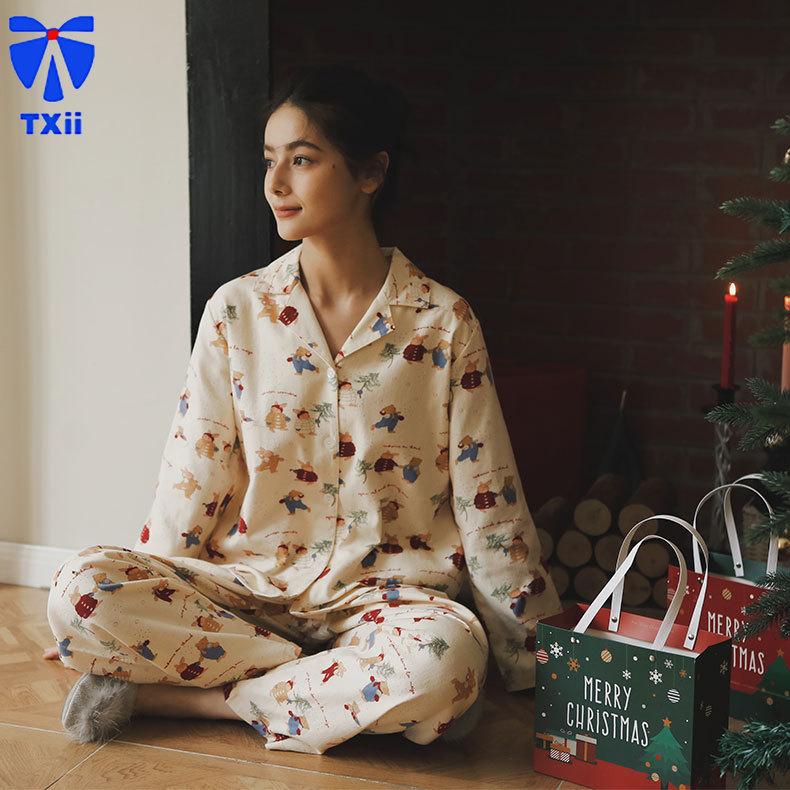 

Новая хлопковая полосатая домашняя одежда с отворотами и рисунком из мультфильмов, пижамный костюм с длинными рукавами XL