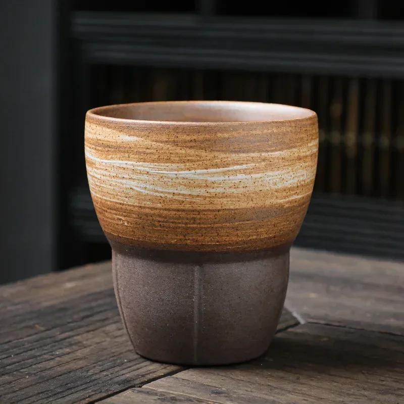 170M Japanese Style Coarse Pottery Espresso Coffee Cup Vintage Ceramic Kung Fu Tea Cup Home Breakfast Cup