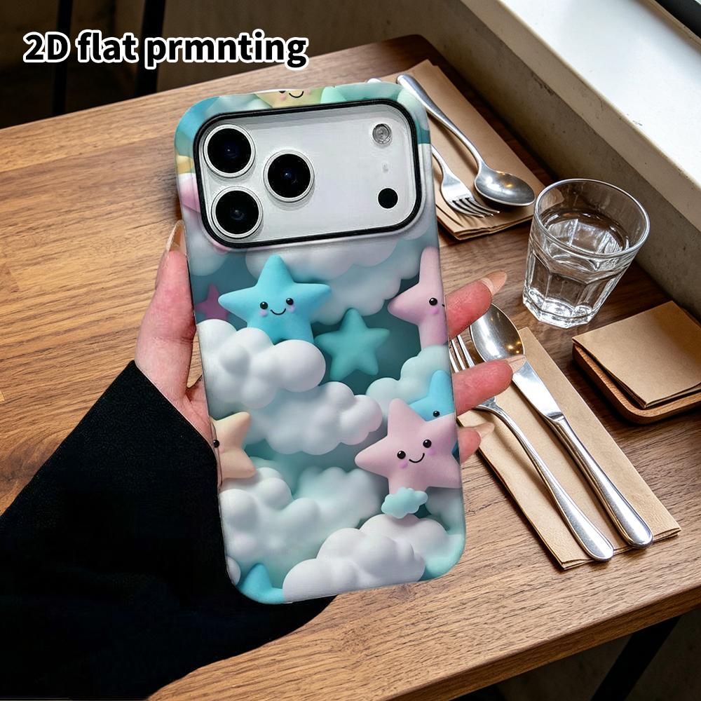 Phone Case: 2D Flat, Fits iPhone 18 17 16 15 14 13 12Pro Protective Case, Stars and Clouds, Perfect Christmas and Halloween Holiday Gift