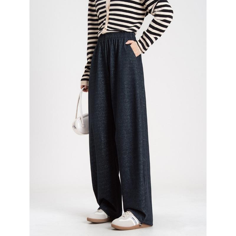 Denim-blaue Säbelhosen, Herbst- und Winter-Neuheit, hochtailliert, an den Füßen gebunden, locker, lässig, fallend, Bananen-Hosen, Wide-Leg-Hosen