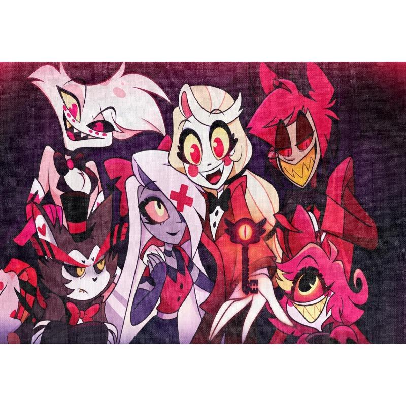 Anime Alastor H-Hazbin H-Hotels Cartoon Character Dark Red Black Poster Print Wall Art Pictures Canvas Painting Room Home Decor