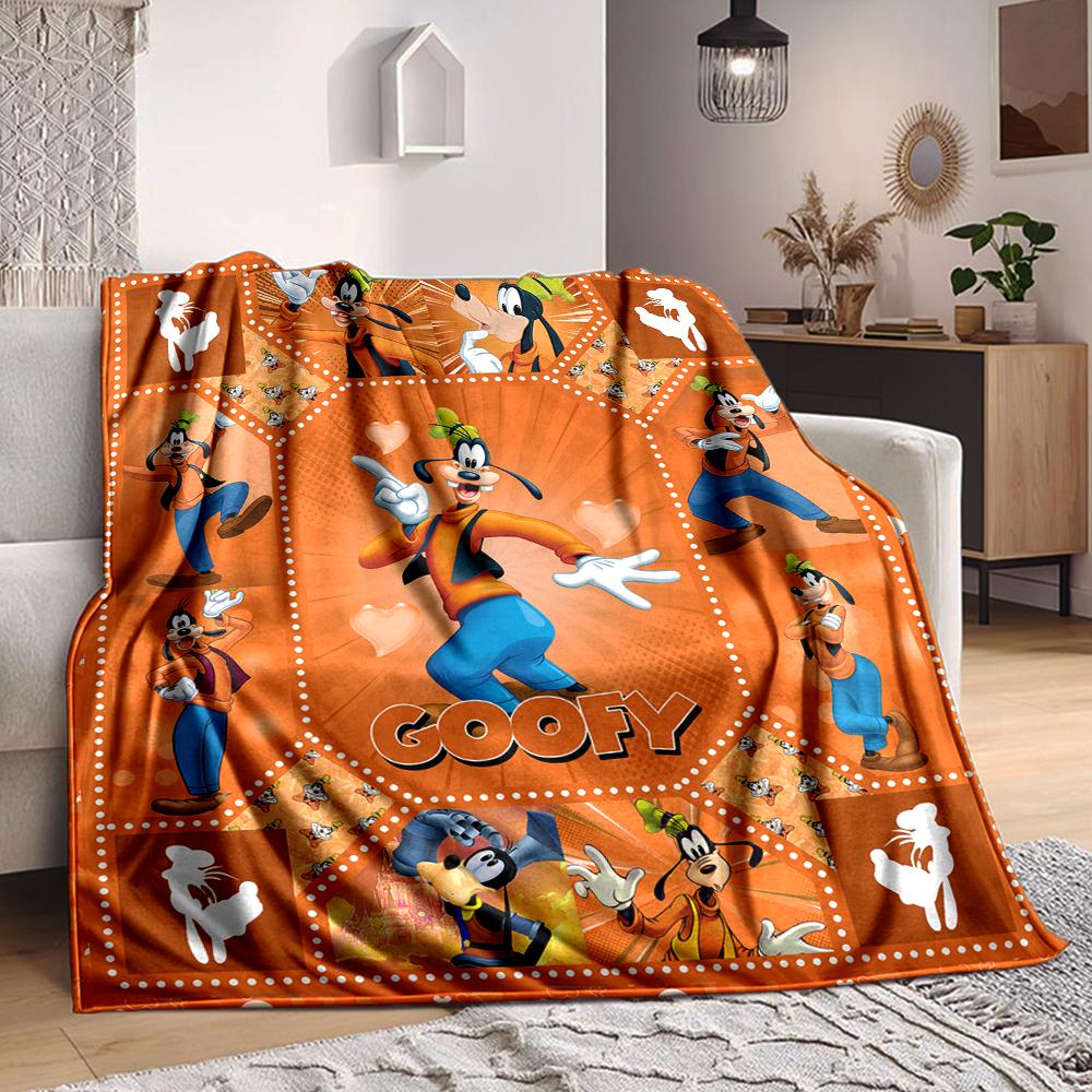 1Pc Goofy'S Adventures Orange Blanket Soft And Comfortable Casual Warm Camping Travel Christmas Halloween Xmas Gift M924197