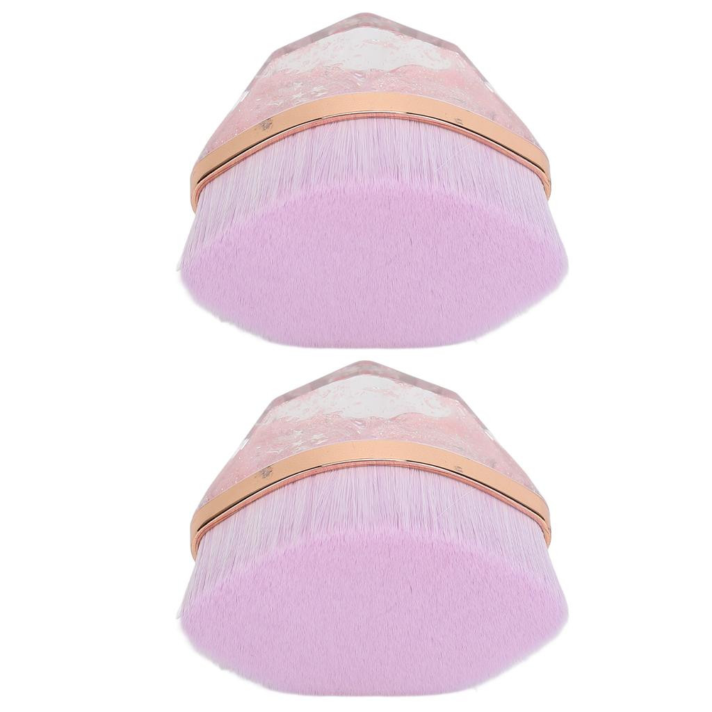2 Pcs  Makeup Brush Purple Flat Top Rhombus Makeup Brush with Storage Box