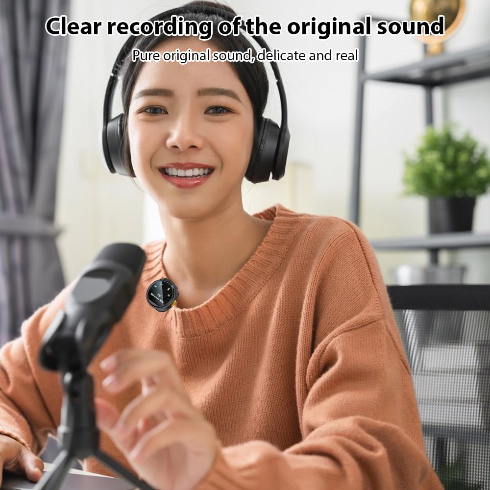 Lapel Microphone Dual Microphone Clip-on Mics Noise Reduction No Delay Button Disc-shaped Wireless