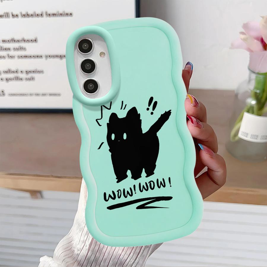 Cartoon Black Cat Case for Samsung Galaxy A52 A14 A15 A12 A16 A11 A21s A13 Soft Phone Cover A06 A23 A03 A05 A33 A53 A04 A22