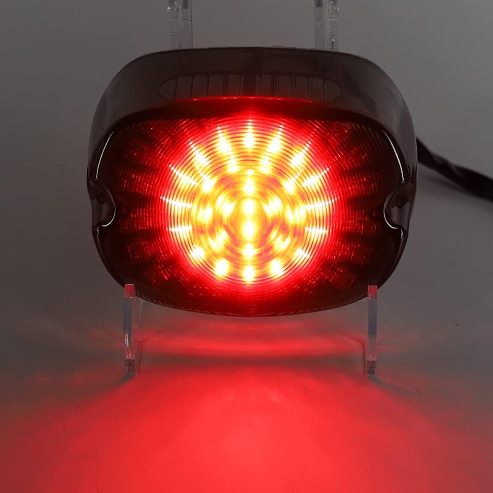 Motorcycle Led Tail Light LED Brake Turn Signal Rear Light Low Profile Taillights Compatible with Dyna Sportster 883 1200 Road King (Smoked)