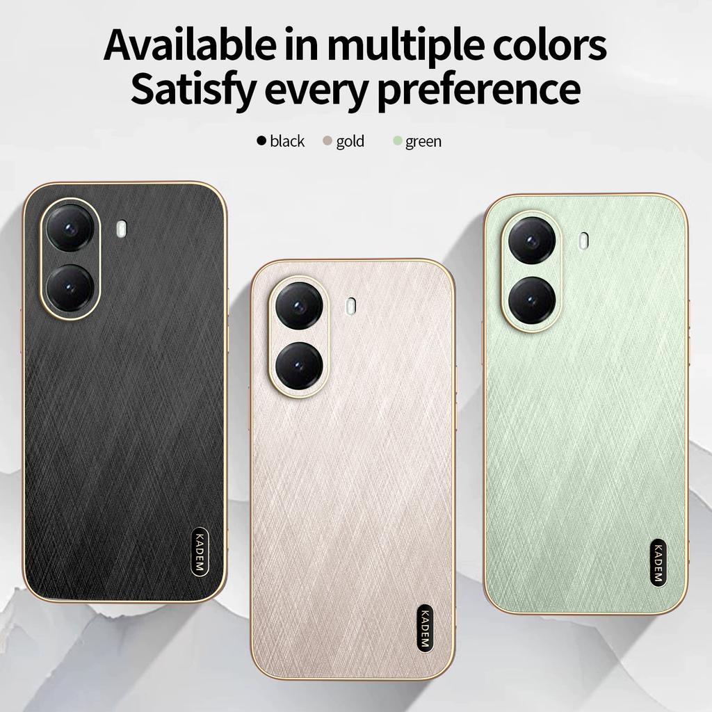 For Xiaomi Poco X7 Pro, Phone Case Luxury Brushed Leather Electroplated Bumper Soft TPU Cover