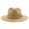 Ethnic Style Retro Red Background Color Matching Straw Hat Men'S And Women'S Sunshade, Sun Protection And Uv Protection Straw Woven Panama Top Hat