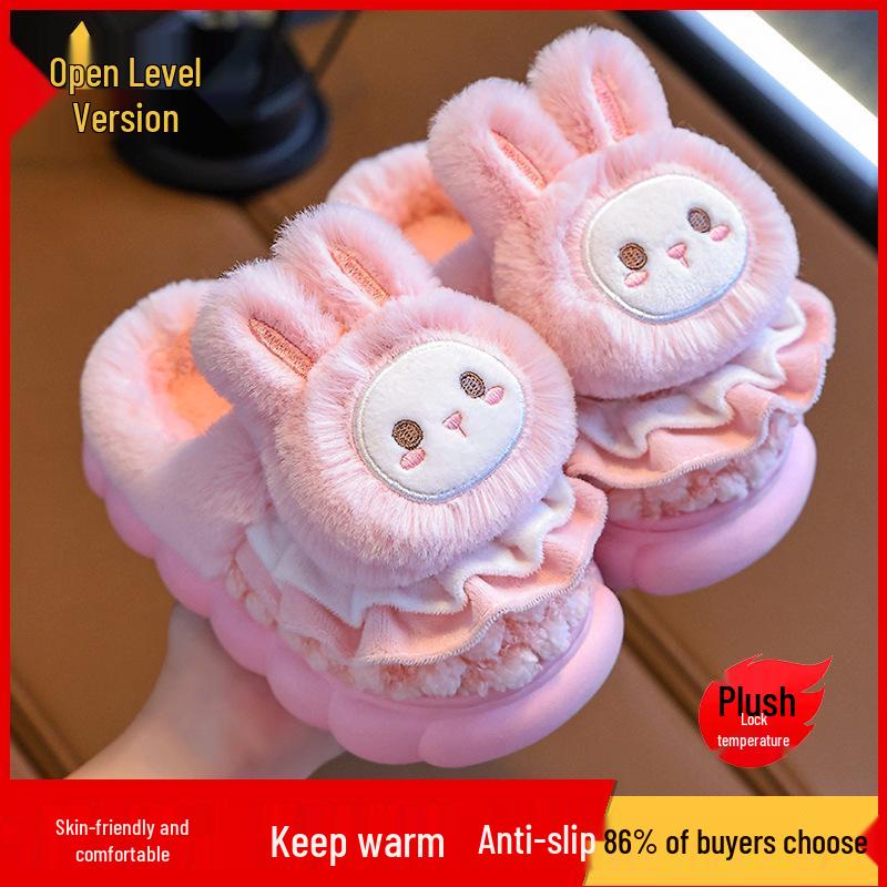 Kinder Cartoon Plüsch Baumwoll Hausschuhe: Herbst/Winter Hausschuhe für Jungen & Mädchen