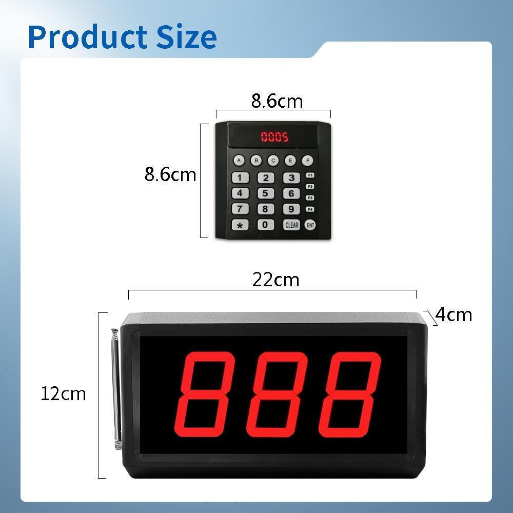 Queue Wireless Calling System Que Number Machine for Clinic Kitchen Office Consult Room Counter Bank LED Display Plug and Play Caller Queue Number