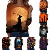 Women's Halloween Print Pullover Sweatshirt Long Sleeve Crew Neck Casual Top Lightweight Soft Fabric Comfortable Fit