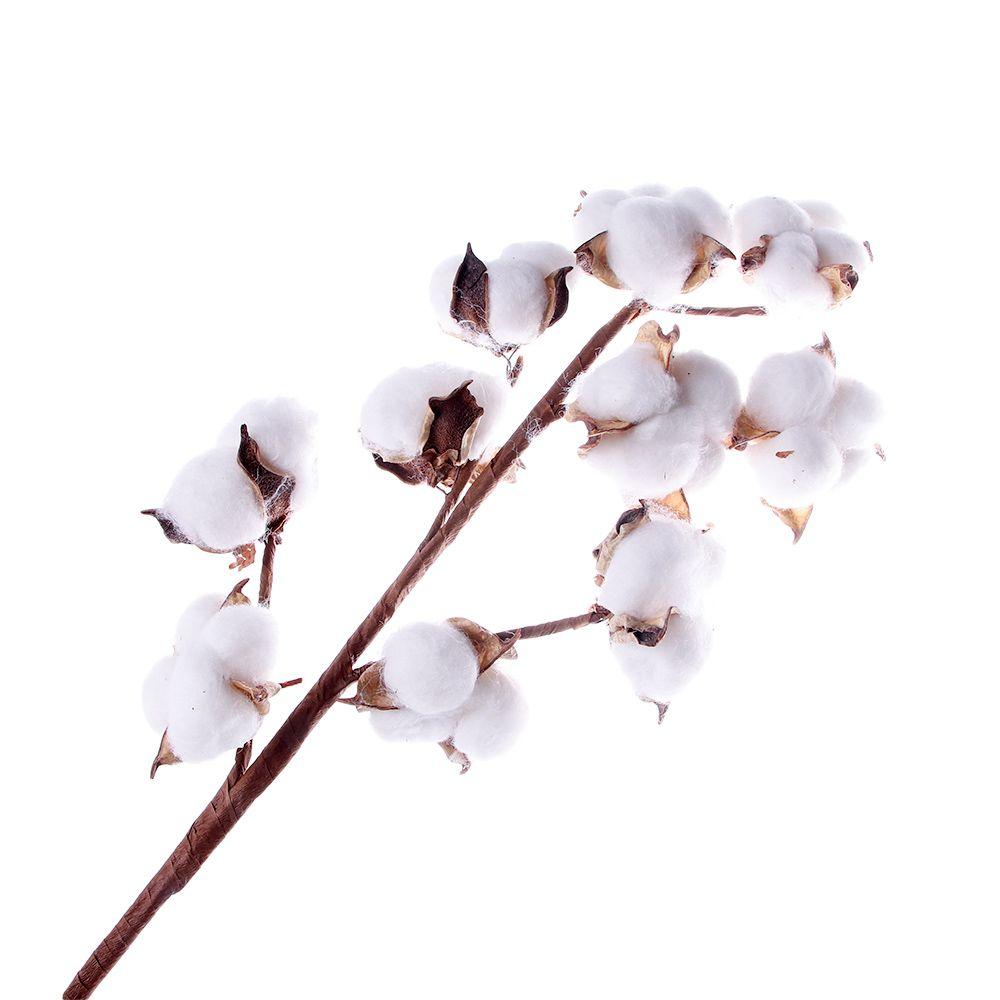10 Heads Fake Flower Home Decor Cotton Stem Floral Branch Dried Cotton Flower Artificial Plants