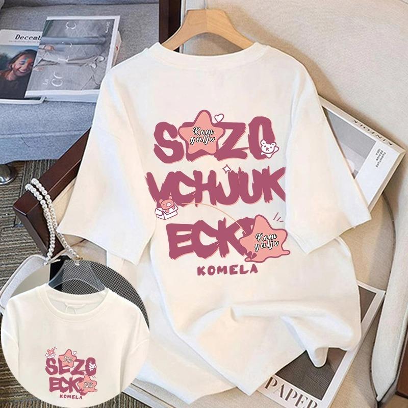 

Летняя детская взрослая модная футболка с принтом, с коротким рукавом, для улицы, повседневная, с круглым вырезом, оверсайз, женские футболки, топ, одежда для девочек, пуловер 130