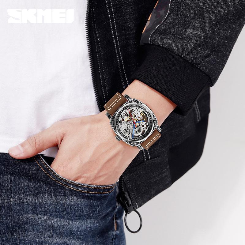 Luxus Bőrszíj Férfi Automata Órák Egyszerű Mechanikus Karóra Férfi Vízálló Óra Reloj Hombre