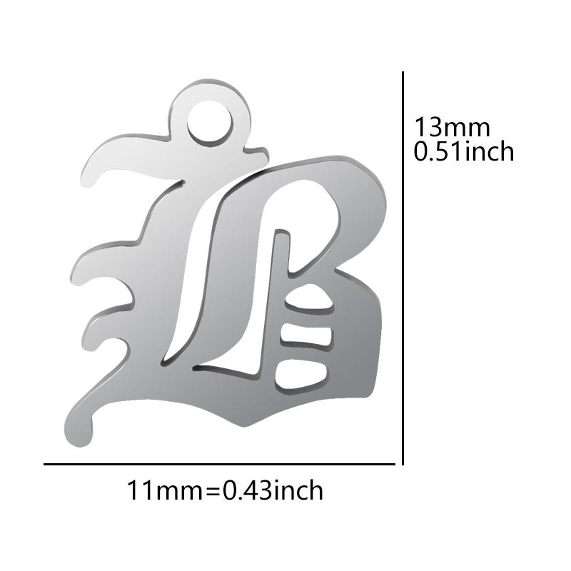 6pcs/Lot Old English Letters Charm Stainless Steel Charms For Jewelry Making Supplies Metal 26 Alphabet A-Z Pendant DIY Bracelet