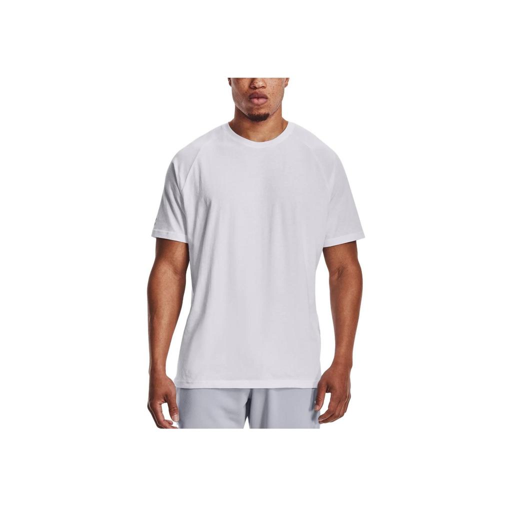 Under Armour Solid Color Crew Neck Short Sleeve T-Shirt Men tops White 1360695-100
