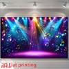 2D Disco Stage Backdrop Glowing Music Notes Birthday Party Photo Background