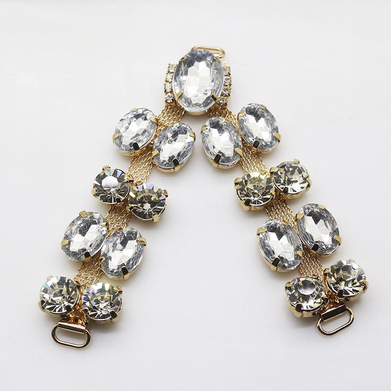 2018 New Charm 2pcs/lot 9.5CM Acrylic Chain DIY Garment sewing accessories Metal Crystal Rhinestone bikini Connectors buckle