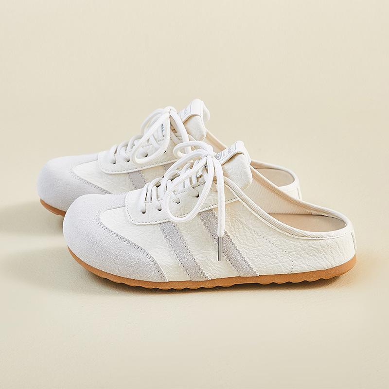 Damenschuhe 2026 Sommer Neue Mode Bequem Rutschfest Schnürung Halb-Slipper Atmungsaktiv Absatzsteigerung Plateau Freizeitschuh