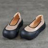 Johnature Retro-Schuhe aus echtem Leder, flache Plateauschuhe, runde Zehenpartie, dicke Sohle, lässige Damen-Schlupfschuhe