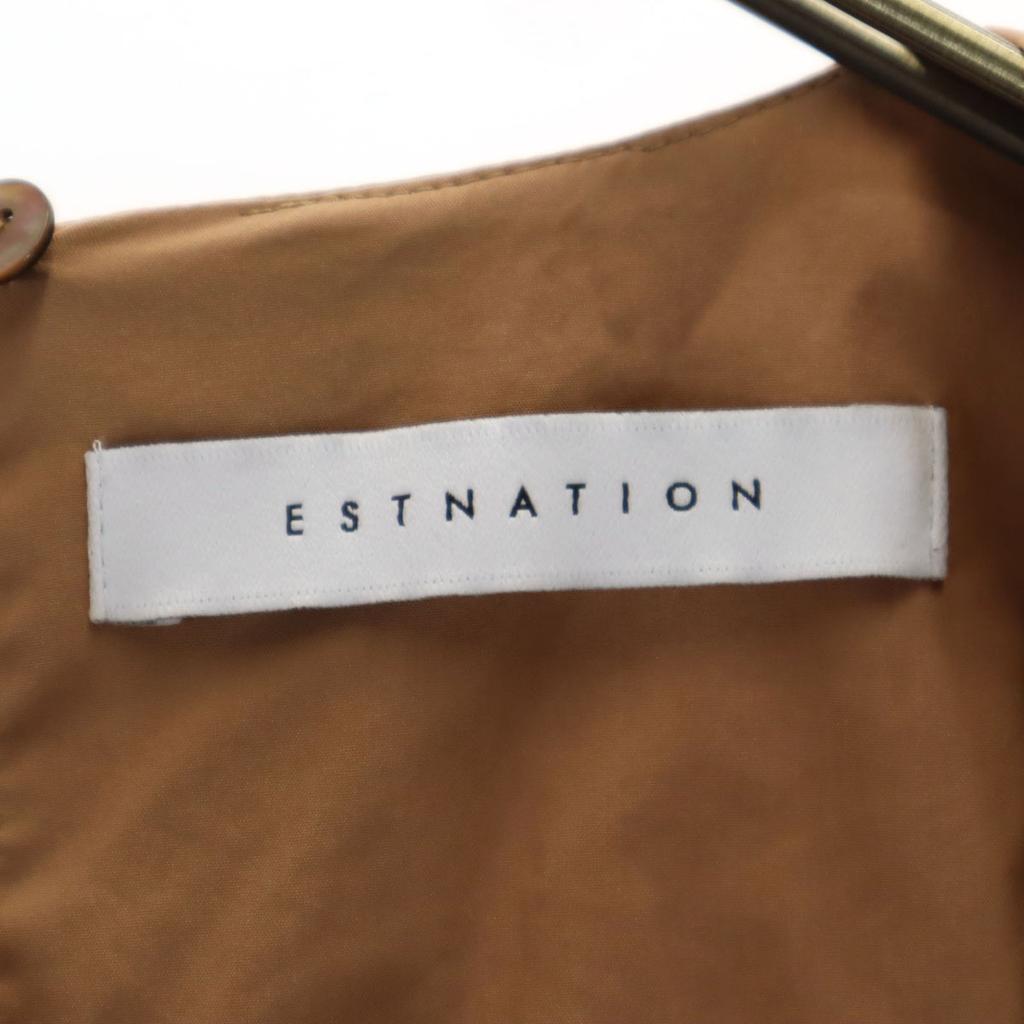 ESTNATION made in Japan No sleeve V neck one piece 36 Brown Women Used