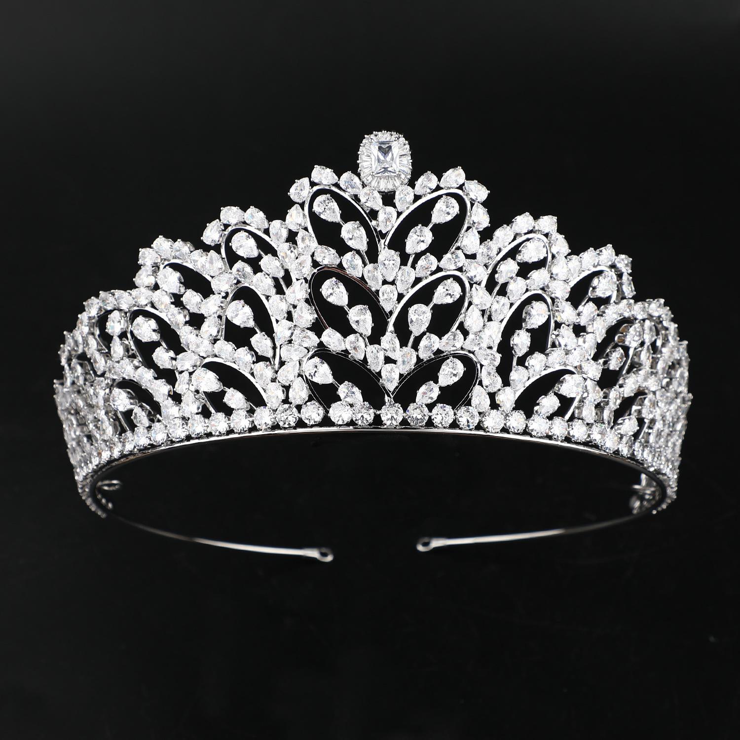 Роскошная элитная свадебная корона с полным цирконом — фото 5