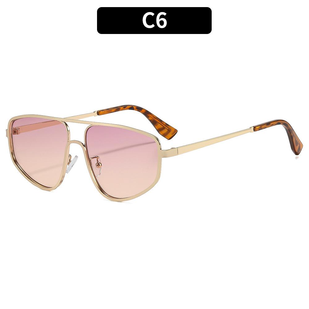 European and American fashion new double-beam metal retro sunglasses, personalized versatile street sunglasses, high-end trendy glasses