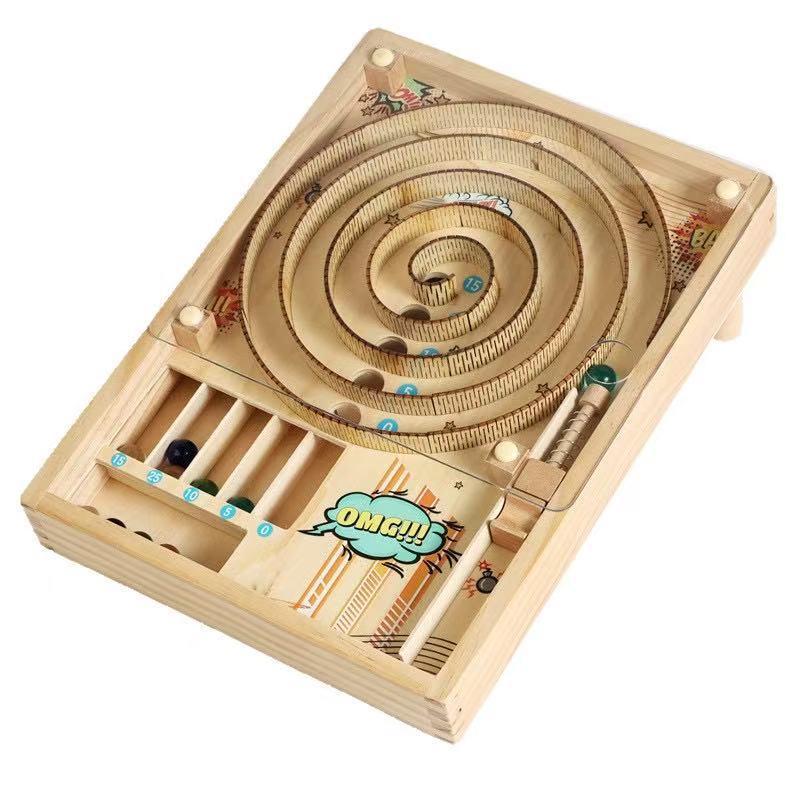 Wooden Pinball Machine Board Games Flipper Automat Mini Pinball Brain Teaser Pinball Table Game Party Social Adult Kids Toy Gift