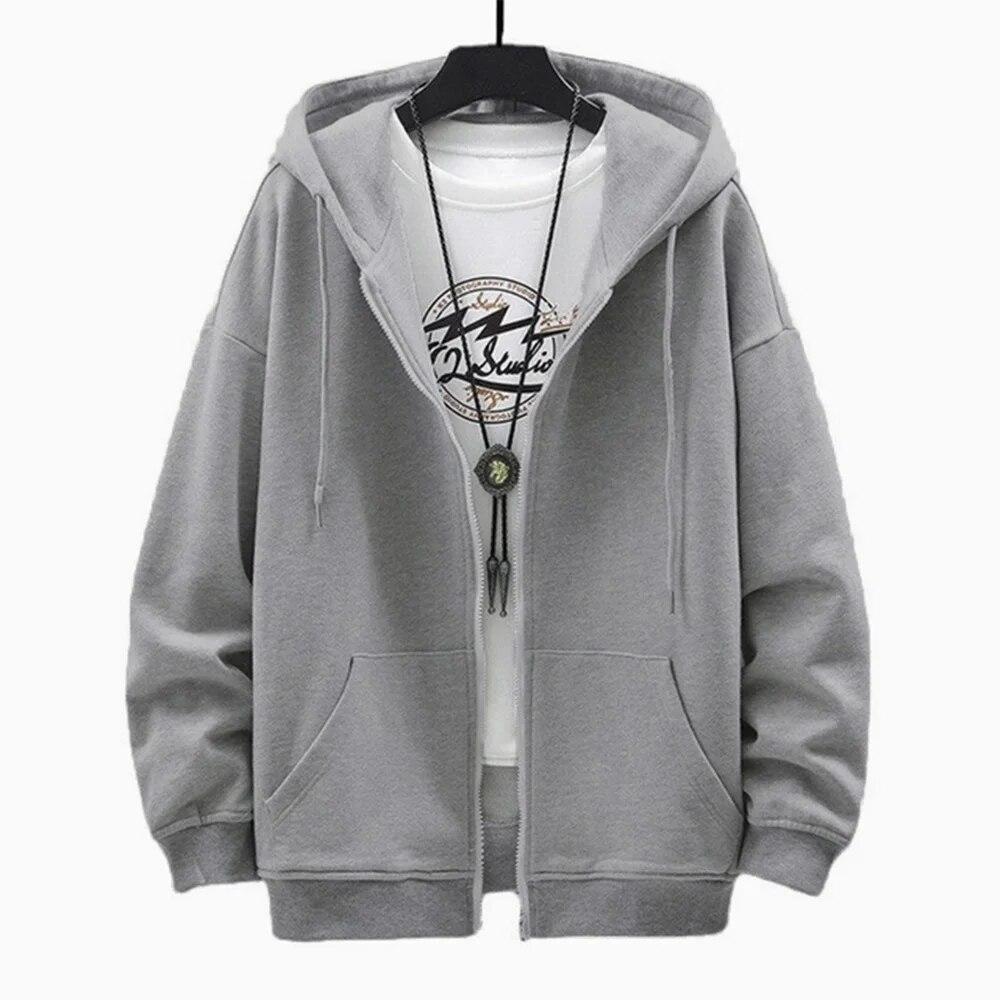 US-Größe Zip Up Hoodies Herbst Kapuzenpullover Herren Kapuzenpullover Strickjacke Einfarbig Klassische Jacke Herren Mantel Herrenbekleidung