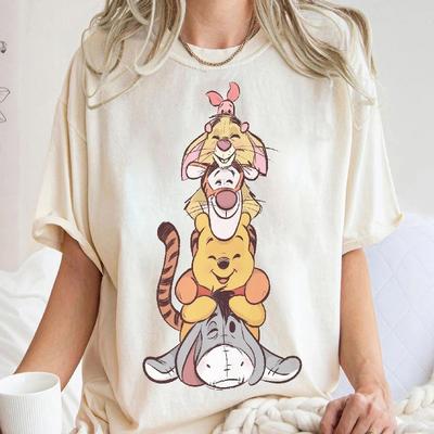 Summer Winnie the Pooh Tshirt Yk Minnie Mouse Hat Printed Cotton Printed Tshirt Womens Loose Disney Tshirt